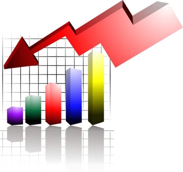 Illustration of graph with down arrow