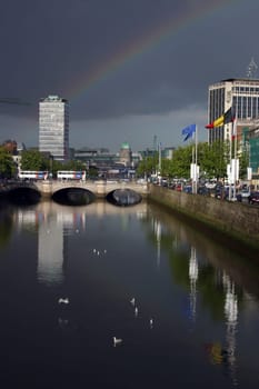 OConnell Bridge reflected in the River Liffey