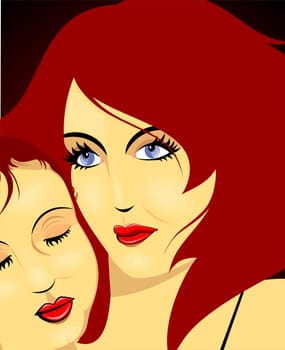 Illustration of mother and daughter