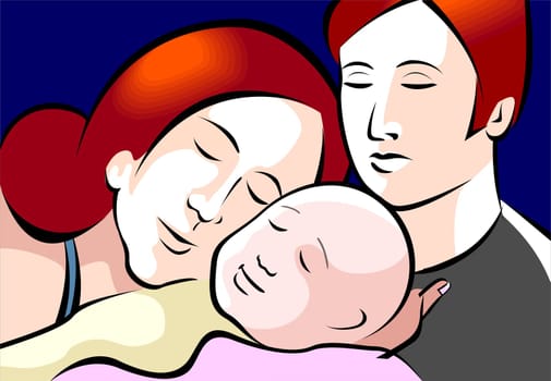 Illustration of father and mother