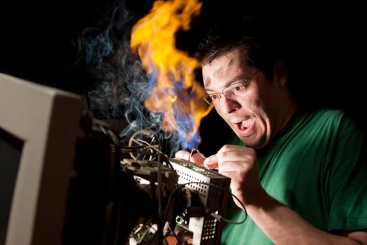 Electrician on fire