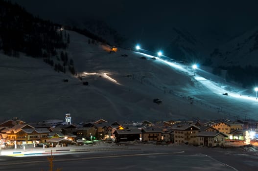Ski village night scenario
