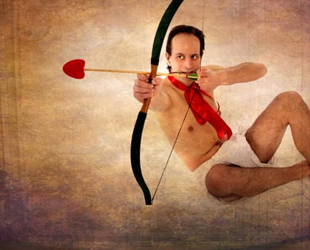 Cupid on grunge paper