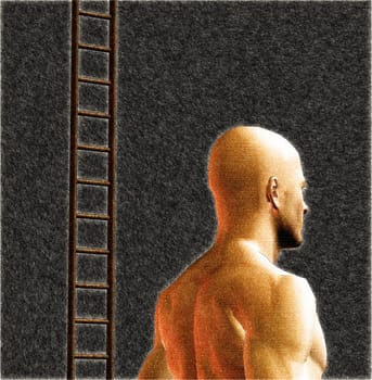 male figure and ladder