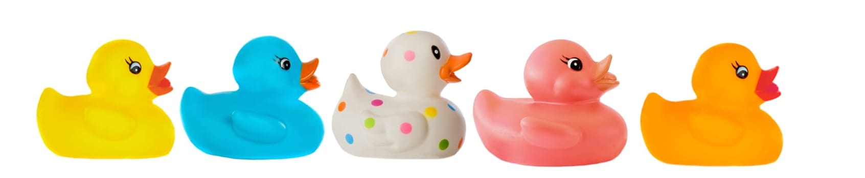 Many ducks toy of different colors