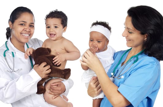Two pediatricians with beautiful babies