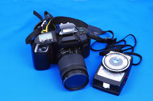 A DSL camera with light meter.