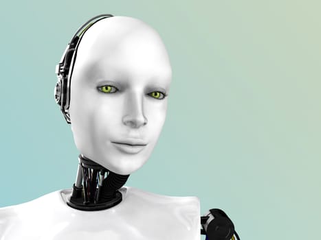 The face of a robot woman.
