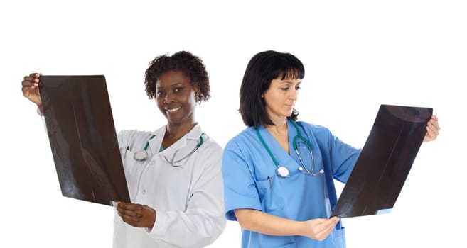Two woman doctor with radiography