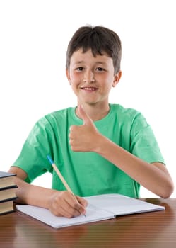 Student boy saying OK