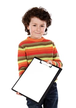 Small boy with clipboard