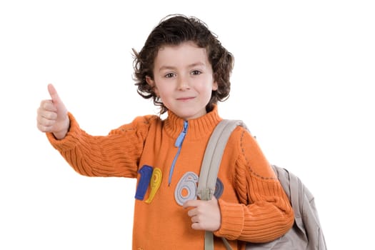 Student boy with orange clothes