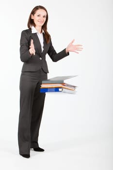 business woman walking with case