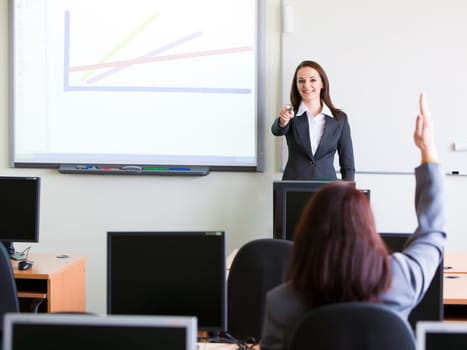 business woman walking with case