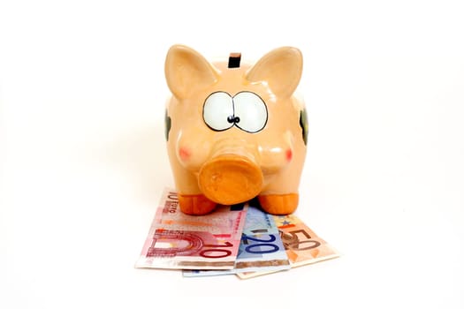 Piggy bank with banknotes