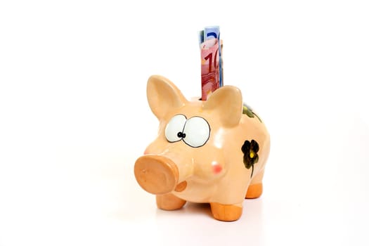 Piggy bank with banknotes