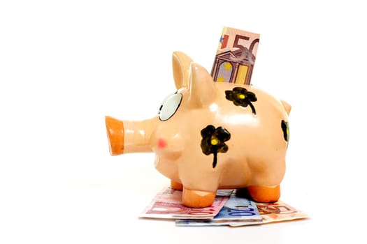 Piggy bank with banknotes