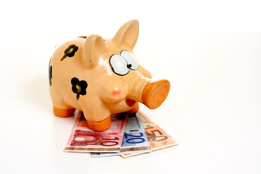 Piggy bank with banknotes