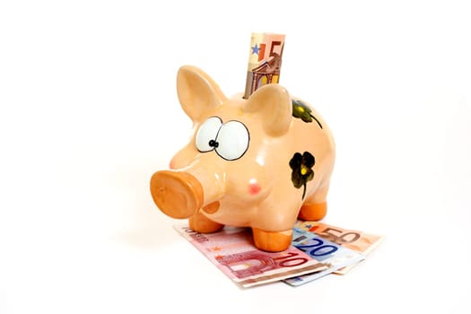 Piggy bank with banknotes