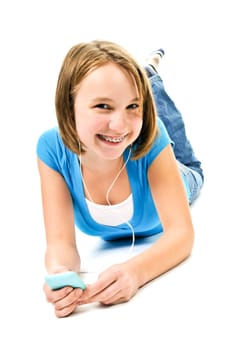 Teenage girl listening to music