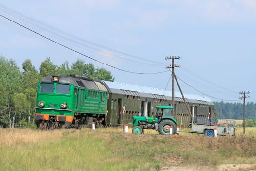 Passenger train and a tractor