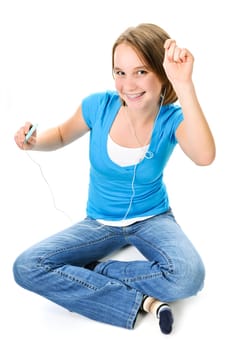 Teenage girl listening to music
