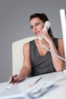 Successful businesswoman call at office
