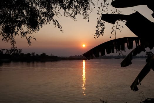 Sunset on the Mekong River in Laos