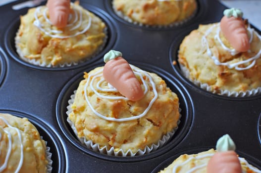 Muffins in a tray