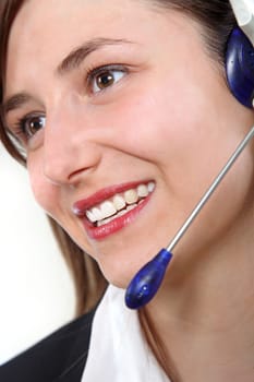Smiling woman with headset