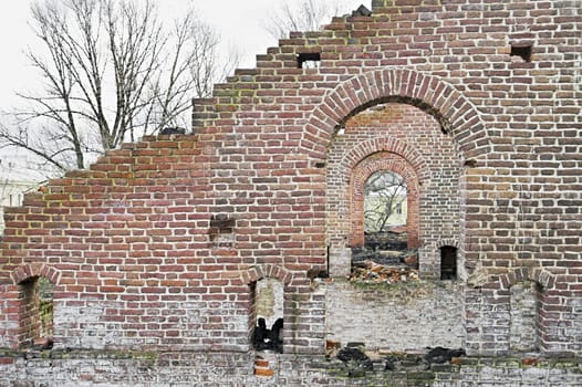 Ruins of Ancient Buildings on the New Holland Island in Saint Petersburg, Russia