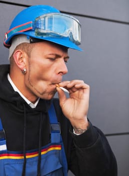 smoking worker