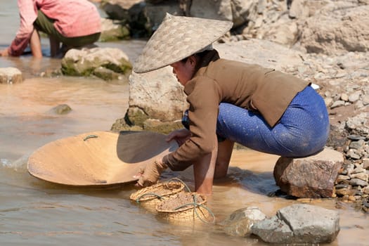 Panning for gold in the river