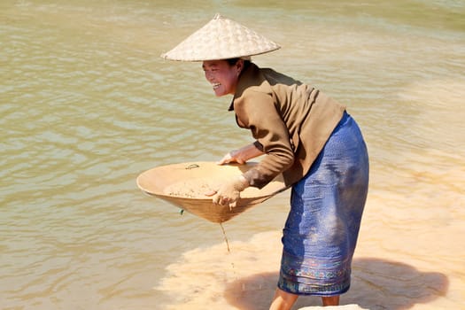 Panning for gold in the river