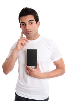Man considering a product