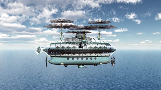 Airship over the ocean