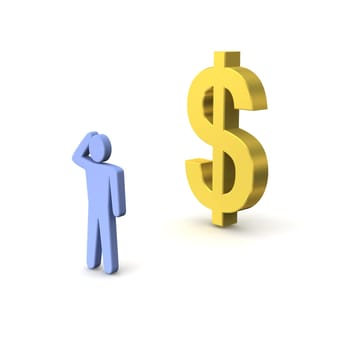 Dollar and thinking person