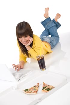 Student - female teenager with computer