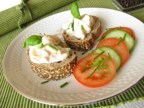 Baguette rolls with poultry salad