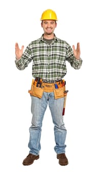 manual worker in showing pose