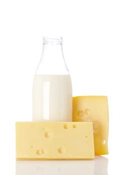 Cheese and milk bottle