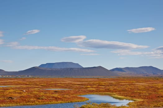 Pseudocraters in Skutustadir near Lake Myvatn, Iceland