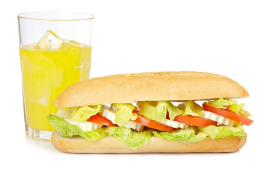 Sandwich and orange soda
