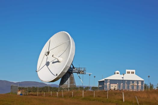 Satellite communications dish near Hofn, Iceland