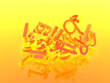 Orange background with letters