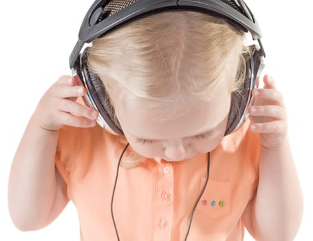 Little girl with headphones