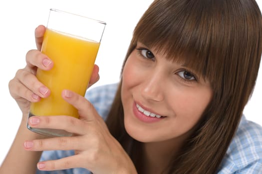Female teenager with glass of juice