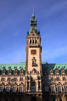 Hamburg City Hall in the morning sun