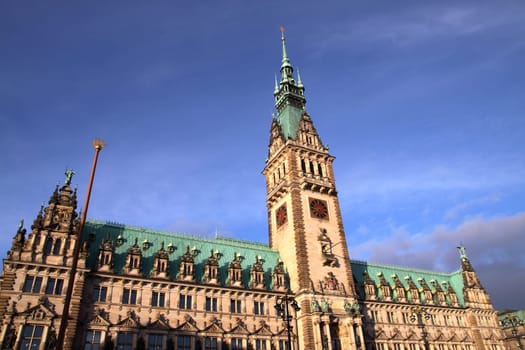 Hamburg City Hall in the morning sun