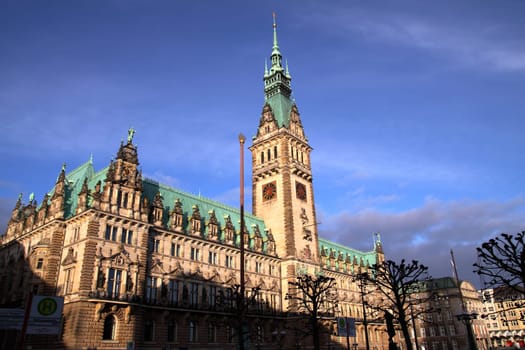 Hamburg City Hall in the morning sun